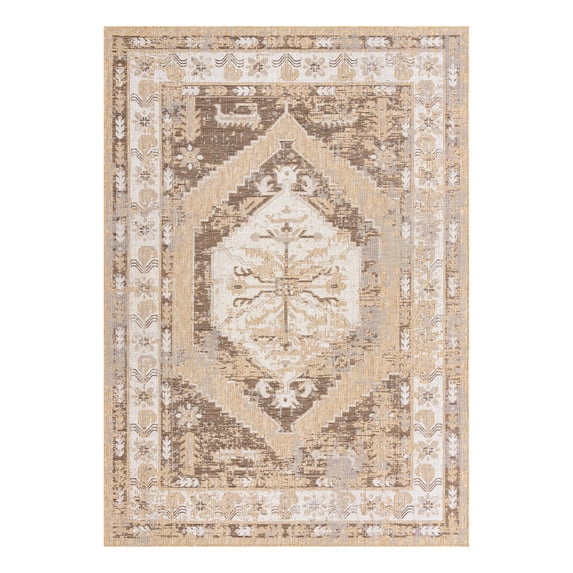 Unique Loom Outdoor Traditional Collection Area Rug - Valeria (7' 1" x 10' Rectangle Natural/Ivory)