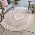 thumbnail image 1 of Unique Loom Outdoor Traditional Collection Area Rug - Valeria (7' 10" x 10' Oval Pink/Ivory), 1 of 7