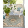 thumbnail image 1 of Unique Loom Outdoor Traditional Collection Area Rug - Wisdom (10'  Square Blue/Ivory), 1 of 9