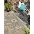 thumbnail image 1 of Unique Loom Outdoor Traditional Collection Area Rug - Wisdom (2' 7" x 10' Runner Blue/Ivory), 1 of 9