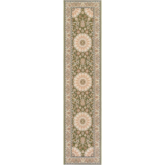 Unique Loom Outdoor Traditional Collection Area Rug - Wisdom (2' 7" x 12' Runner Green/Brown)