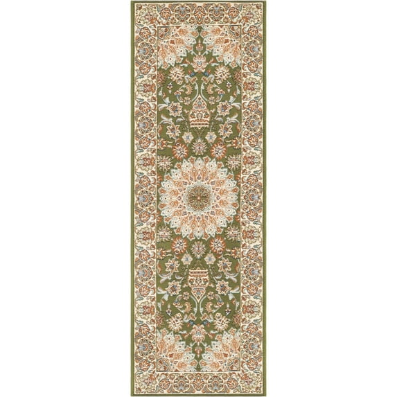 Unique Loom Outdoor Traditional Collection Area Rug - Wisdom (2' x 6' 1" Runner Green/Brown)