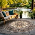 thumbnail image 1 of Unique Loom Outdoor Traditional Collection Area Rug - Wisdom (3' 3" Round Ivory/Red), 1 of 11