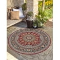 thumbnail image 1 of Unique Loom Outdoor Traditional Collection Area Rug - Wisdom (3' 3" Round Red/Brown), 1 of 9