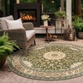 thumbnail image 1 of Unique Loom Outdoor Traditional Collection Area Rug - Wisdom (4' 1" Round Green/Brown), 1 of 11