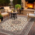 thumbnail image 1 of Unique Loom Outdoor Traditional Collection Area Rug - Wisdom (4' 1" x 6' 1" Rectangle Ivory/Red), 1 of 11