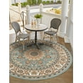 thumbnail image 1 of Unique Loom Outdoor Traditional Collection Area Rug - Wisdom (7' 10" Round Blue/Ivory), 1 of 9