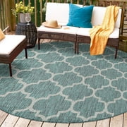 Unique Loom Outdoor Trellis Collection Area Rug (10' 8" Round Teal/Gray)