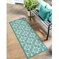 thumbnail image 1 of Unique Loom Outdoor Trellis Collection Area Rug - Tiles (2' 7" x 12' Runner Teal/Ivory), 1 of 9