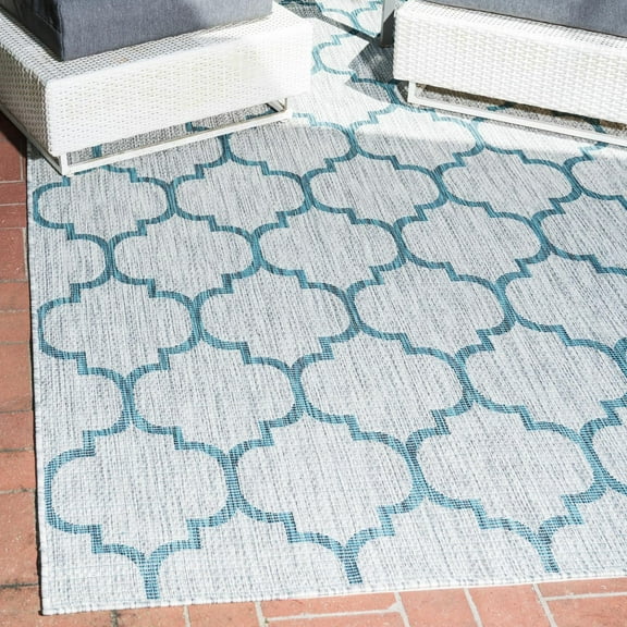 Unique Loom Outdoor Trellis Collection Area Rug (2' x 3' 1" Rectangle Gray/Ivory)