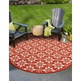 thumbnail image 1 of Unique Loom Outdoor Trellis Collection Area Rug - Tiles (5' 1" Round Rust Red/Ivory), 1 of 8