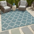 thumbnail image 1 of Unique Loom Outdoor Trellis Collection Area Rug (5' 3" Square Teal/Gray), 1 of 7