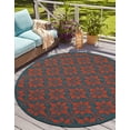 thumbnail image 1 of Unique Loom Outdoor Trellis Collection Area Rug - Tiles (7' 10" Round Blue and Red), 1 of 8