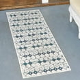 thumbnail image 1 of Unique Loom Outdoor Trellis Collection Area Rug - Cardak (2' x 8' Runner Ivory and Blue/Navy Blue), 1 of 7
