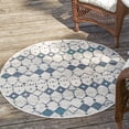 thumbnail image 1 of Unique Loom Outdoor Trellis Collection Area Rug - Cardak (7' Round Ivory and Blue/Navy Blue), 1 of 7
