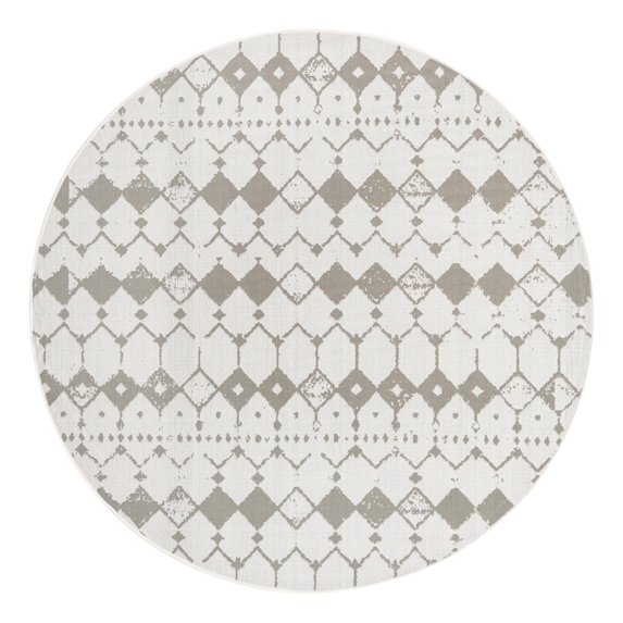 Unique Loom Outdoor Trellis Collection Area Rug - Cardak (7' Round Ivory and Gray/Gray)