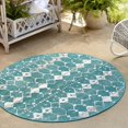 thumbnail image 1 of Unique Loom Outdoor Trellis Collection Area Rug - Cardak (7' Round Teal/Ivory), 1 of 7