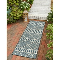Unique Loom Outdoor Trellis Collection Area Rug - Dalyan (2' 7" x 5' 3" Runner Blue/Ivory)