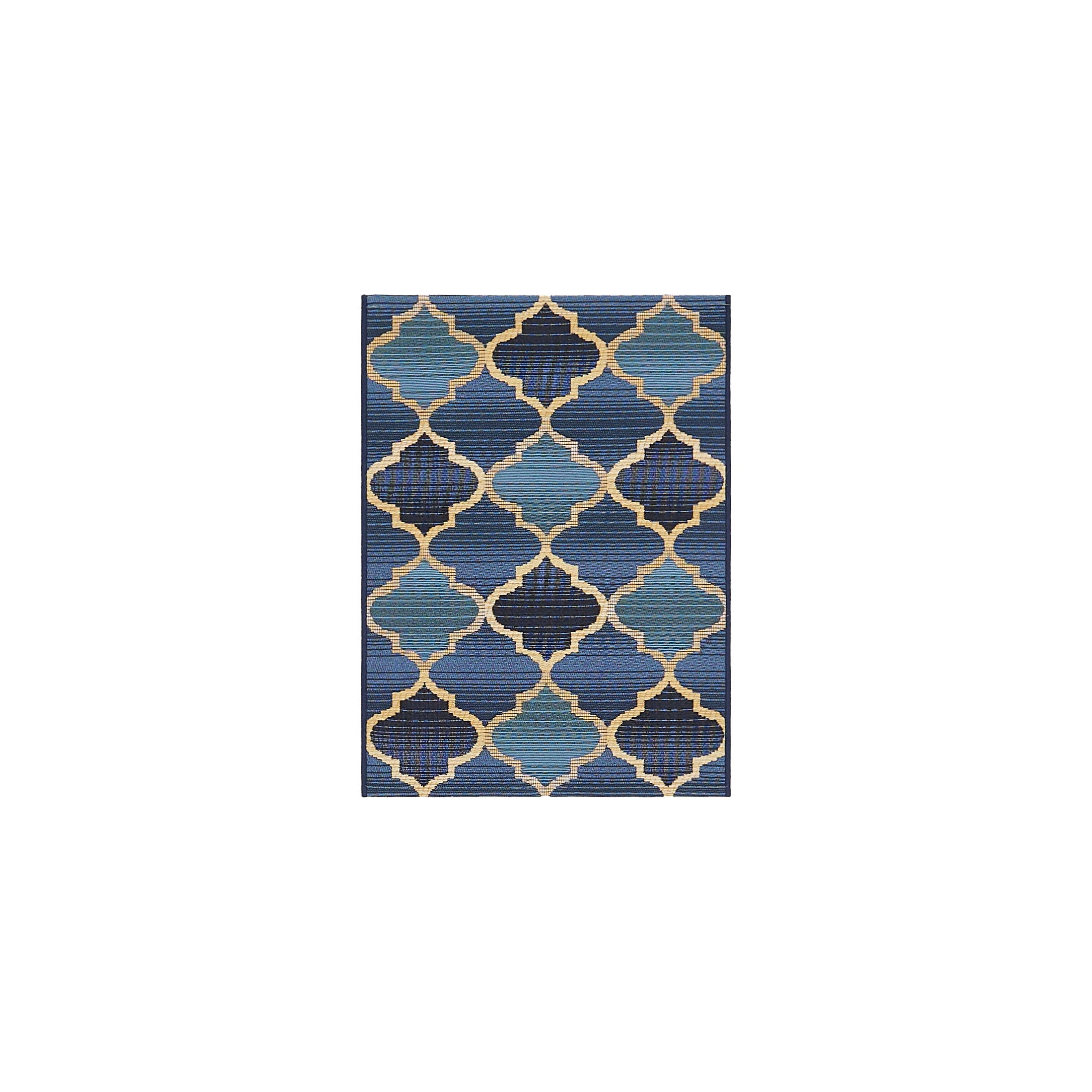 Blue Trellis Rectangular Outdoor Synthetic Area Rug
