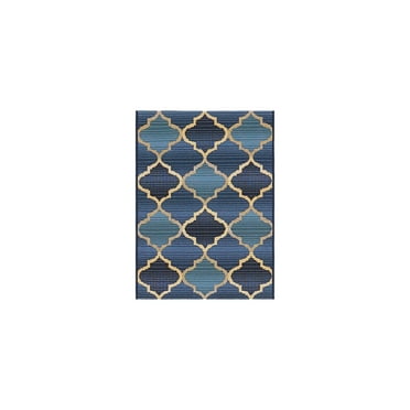 Unique Loom Outdoor Trellis Collection Area Rug - Eden Trellis (2' 2" x 3' Rectangle Blue/Beige)