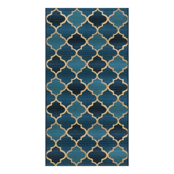 Unique Loom Outdoor Trellis Collection Area Rug - Eden Trellis (2' 7" x 5' 3" Runner Blue/Beige)