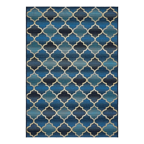 Unique Loom Outdoor Trellis Collection Area Rug - Eden Trellis (4' 1" x 6' 1" Rectangle Blue/Beige)