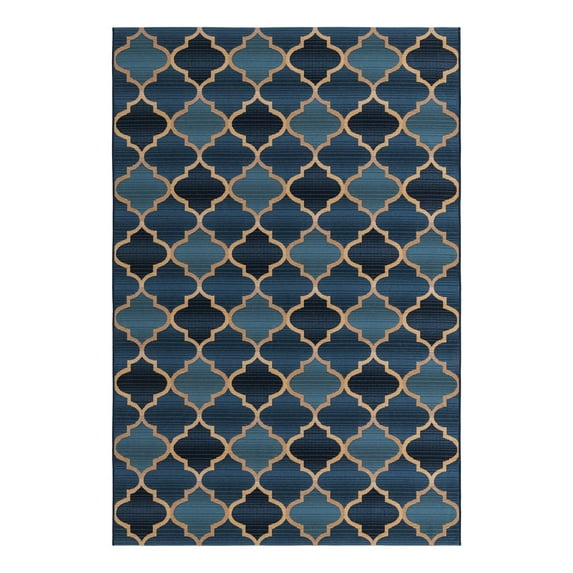Unique Loom Outdoor Trellis Collection Area Rug - Eden Trellis (5' 3" x 8' Rectangle Blue/Beige)
