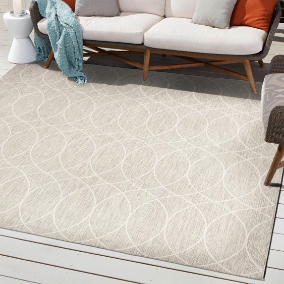 Unique Loom Outdoor Trellis Collection Area Rug - Gitter (10' Square Light Gray/Ivory)