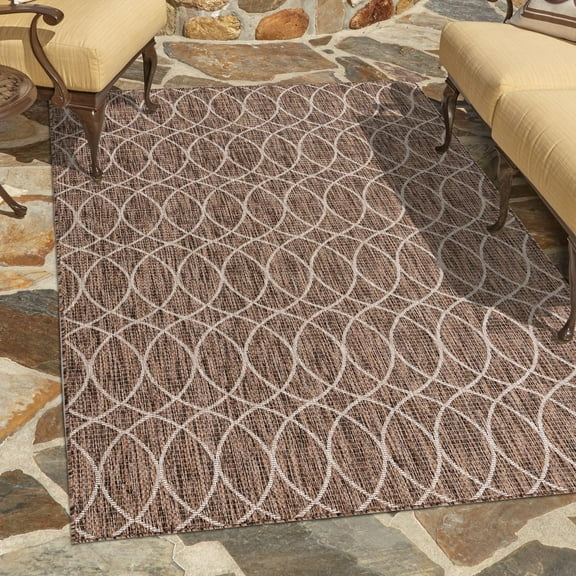 Unique Loom Outdoor Trellis Collection Area Rug - Gitter (2' x 3' 1" Rectangle Brown/Ivory)