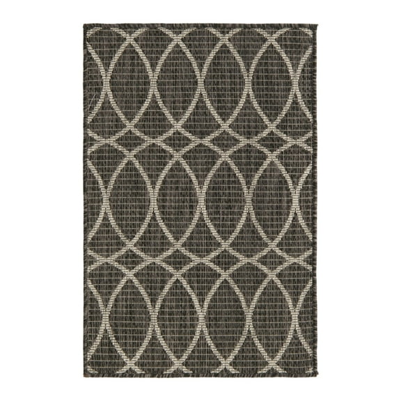 Unique Loom Outdoor Trellis Collection Area Rug - Gitter (2' x 3' 1" Rectangle Charcoal/Ivory)