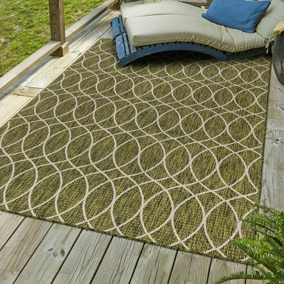 Unique Loom Outdoor Trellis Collection Area Rug - Gitter (2' x 3' 1" Rectangle Green/Ivory)