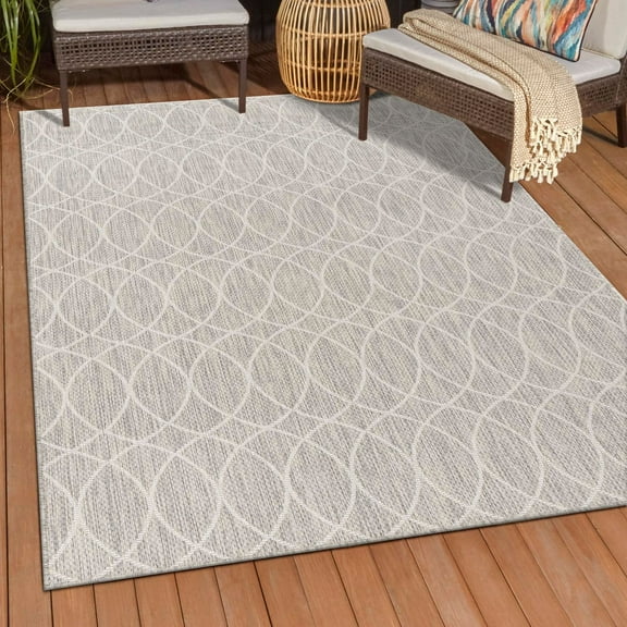 Unique Loom Outdoor Trellis Collection Area Rug - Gitter (2' x 3' 1" Rectangle Light Gray/Ivory)