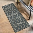 thumbnail image 1 of Unique Loom Outdoor Trellis Collection Area Rug - Gitter (2' x 6' 1" Runner Blue/Ivory), 1 of 6