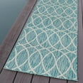 thumbnail image 1 of Unique Loom Outdoor Trellis Collection Area Rug - Gitter (2' x 6' Runner Light Aqua/Ivory), 1 of 7