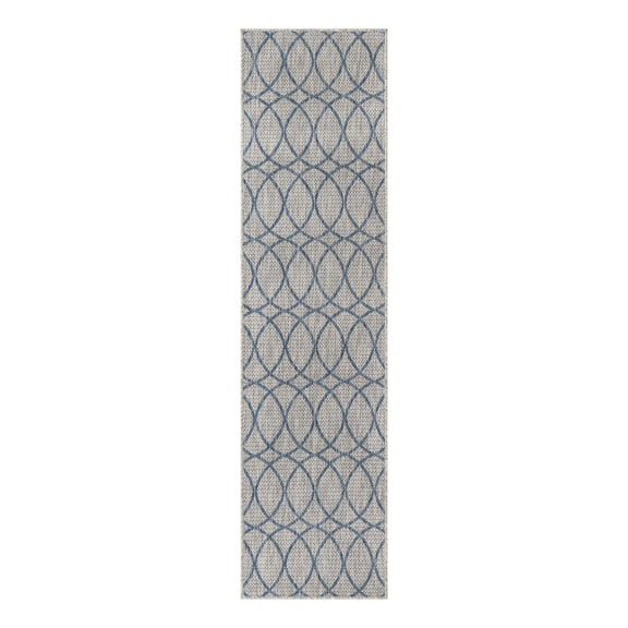 Unique Loom Outdoor Trellis Collection Area Rug - Gitter (2' x 7' 10" Runner Gray Blue)