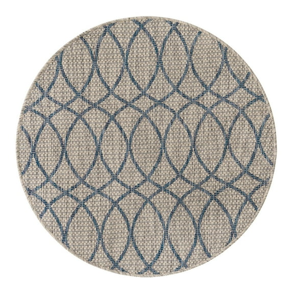 Unique Loom Outdoor Trellis Collection Area Rug - Gitter (3' Round Gray Blue)