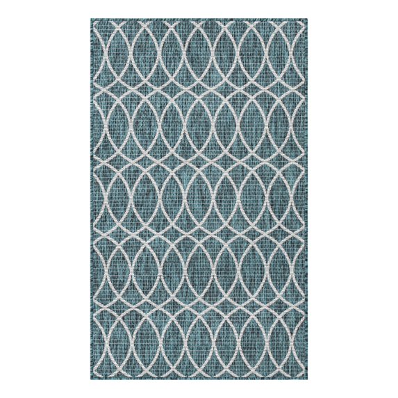 Unique Loom Outdoor Trellis Collection Area Rug - Gitter (3' x 5' 3" Rectangle Teal/Ivory)
