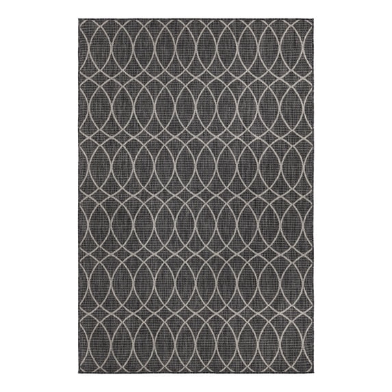 Unique Loom Outdoor Trellis Collection Area Rug - Gitter (5' 3" x 8' Rectangle Charcoal/Ivory)