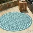 thumbnail image 1 of Unique Loom Outdoor Trellis Collection Area Rug - Kafes (4' Round Teal/Ivory), 1 of 7