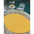 thumbnail image 1 of Unique Loom Outdoor Trellis Collection Area Rug - Kafes (5' 3" x 8' Oval Yellow/Ivory), 1 of 9