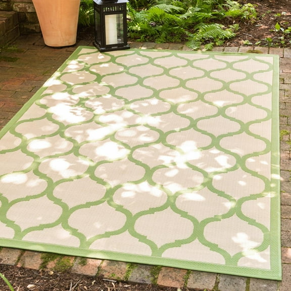 Unique Loom Outdoor Trellis Collection Area Rug - Moroccan (2' 2" x 3' 1" Rectangle Beige and Green/Green)