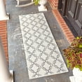thumbnail image 1 of Unique Loom Outdoor Trellis Collection Area Rug - Parmaklik (2' x 6' Runner Ivory/Navy Blue), 1 of 6