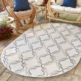 thumbnail image 1 of Unique Loom Outdoor Trellis Collection Area Rug - Parmaklik (5' 3" x 8' Oval Ivory/Navy Blue), 1 of 7