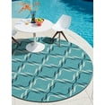 thumbnail image 1 of Unique Loom Outdoor Trellis Collection Area Rug - Parmaklik (7' 1" Round Teal/Navy Blue), 1 of 8