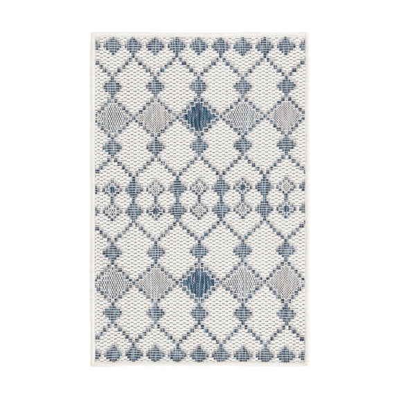 Unique Loom Outdoor Trellis Collection Area Rug - Traliccio (2' x 3' 1" Rectangle Ivory/Navy Blue)
