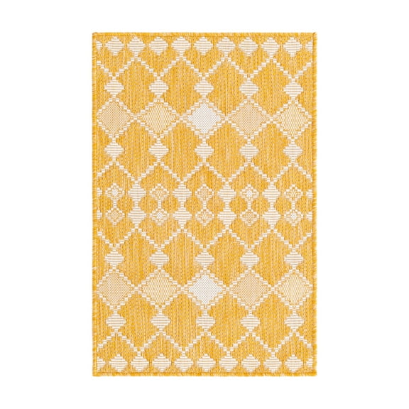 Unique Loom Outdoor Trellis Collection Area Rug - Traliccio (2' x 3' 1" Rectangle Yellow/Ivory)