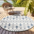 thumbnail image 1 of Unique Loom Outdoor Trellis Collection Area Rug - Traliccio (4' 1" Round Ivory/Navy Blue), 1 of 6