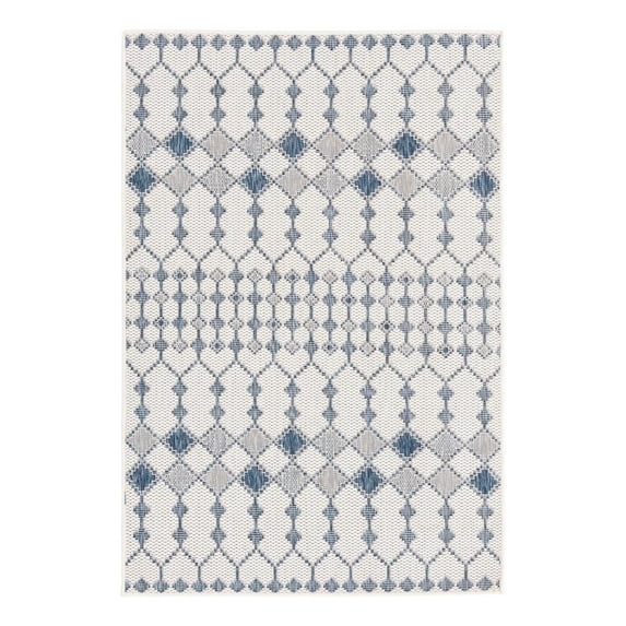 Unique Loom Outdoor Trellis Collection Area Rug - Traliccio (4' 1" x 6' 1" Rectangle Ivory/Navy Blue)