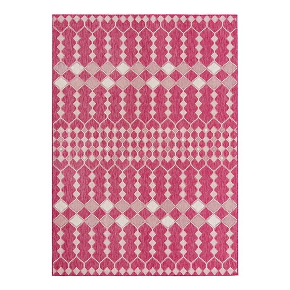 Unique Loom Outdoor Trellis Collection Area Rug - Traliccio (7' 10" x 11' Rectangle Magenta/Ivory)