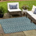 thumbnail image 1 of Unique Loom Outdoor Trellis Collection Area Rug - Tribal Trellis (10' 8" Square Teal/Ivory), 1 of 6